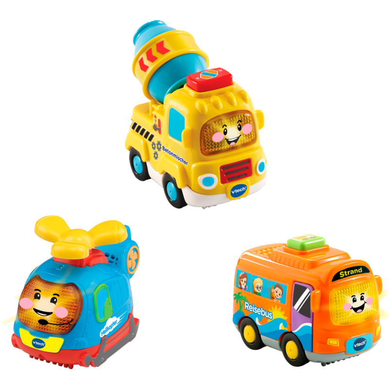 VTech Tut Tut Baby Flitzer - 3er-Set Reisebus, Helikopter, Betonmischer