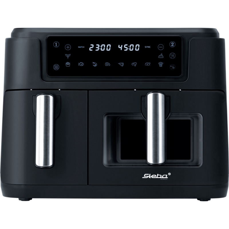 Steba Doppel-Heißluftfritteuse HF 9500 DUO, schwarz, 2.400 Watt, 2 Körbe 6 Liter
