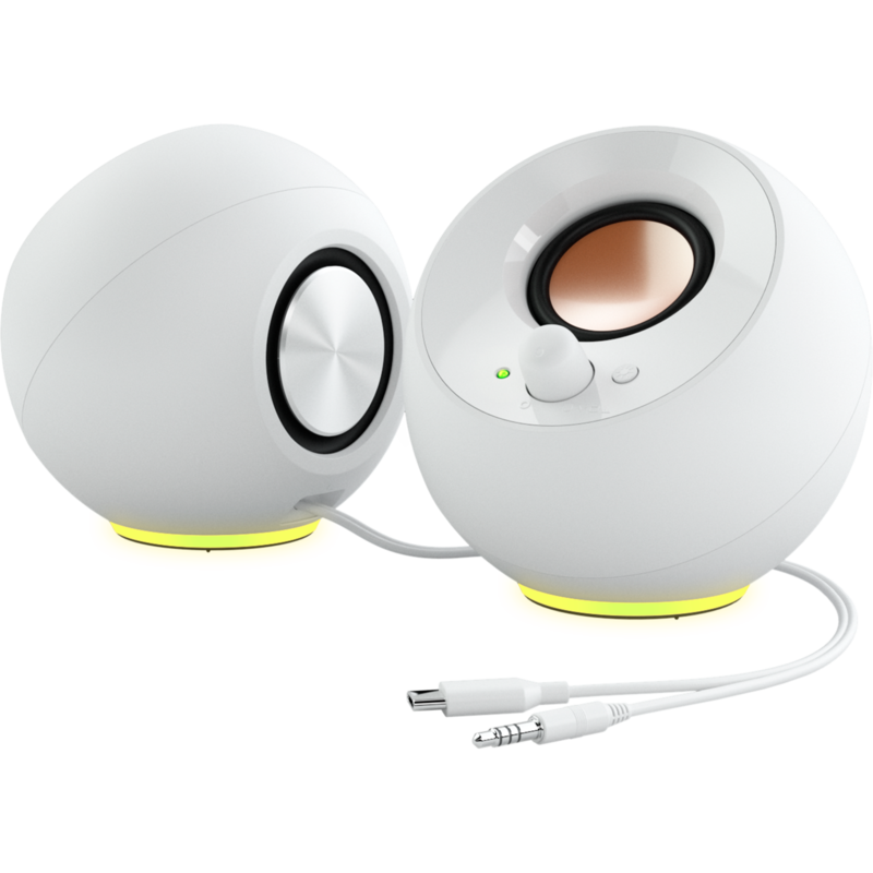 Creative Pebble SE PC-Lautsprecher, weiß, USB-C, Klinke, RGB-Beleuchtung