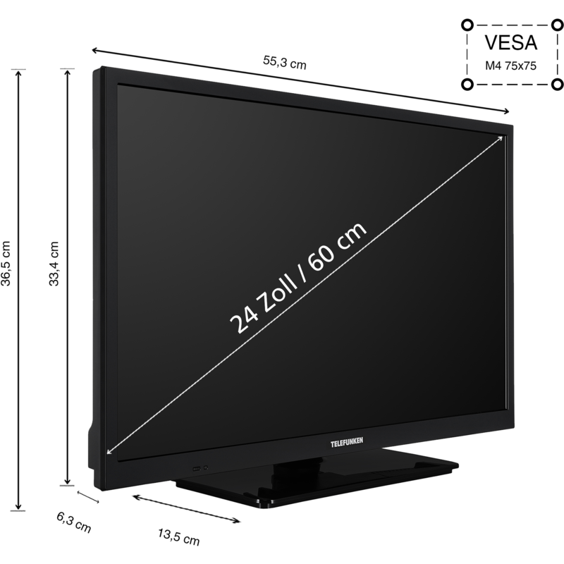 Telefunken XH24O550M LED-Fernseher, schwarz, WXGA (HD-ready), Triple Tuner
