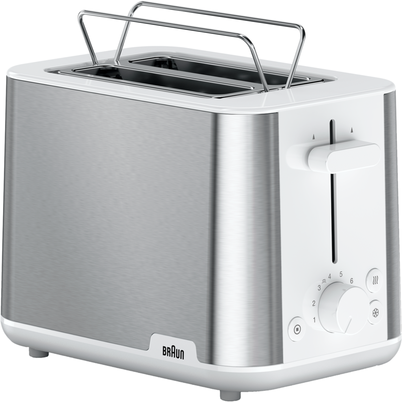 Braun Toaster PurShine HT 1510 WH, edelstahl/weiß, 900 Watt, für 2 Scheiben