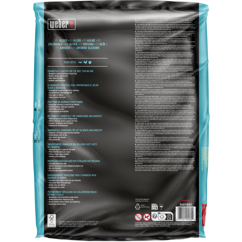 Weber Holzpellets Erle, 8kg Brennstoff, für Smoker und Pelletgrills