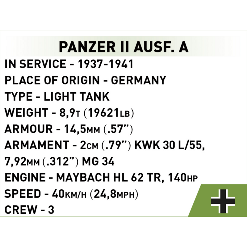 COBI Panzer II Ausf. A Konstruktionsspielzeug, Maßstab 1:48