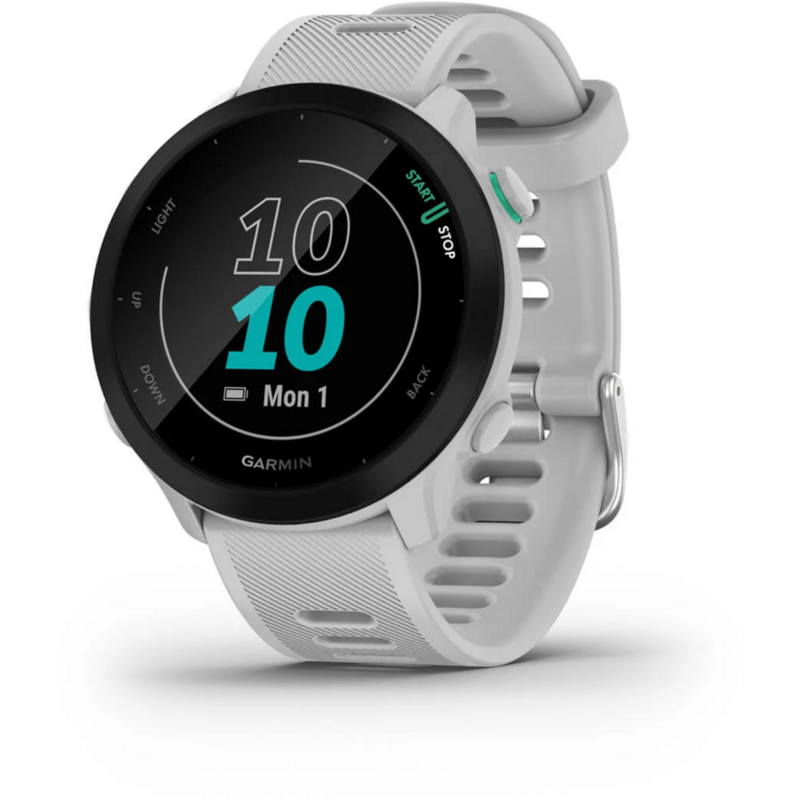 Garmin Forerunner 55 Smartwatch, hellgrau/schwarz, 42 mm, Silikon-Armband