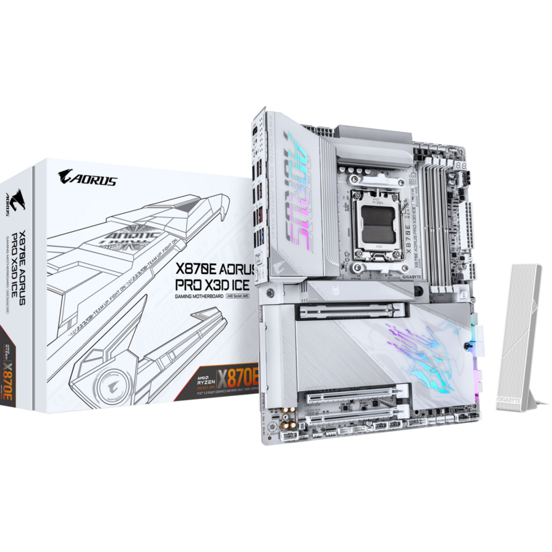 GIGABYTE X870E AORUS PRO X3D ICE Mainboard, silber/weiß