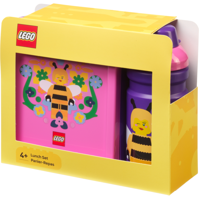 Room Copenhagen LEGO Lunch-Box Set Bee, lila/pink, 2-teilig, mit Trinkflasche