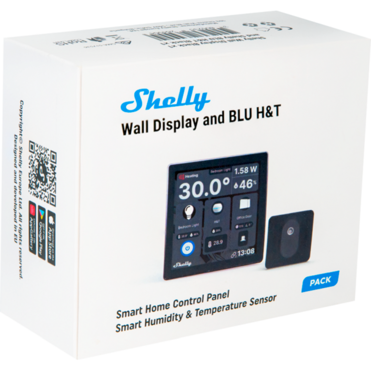 Shelly Wall Display + Shelly BLU H&T Bedienteil, schwarz