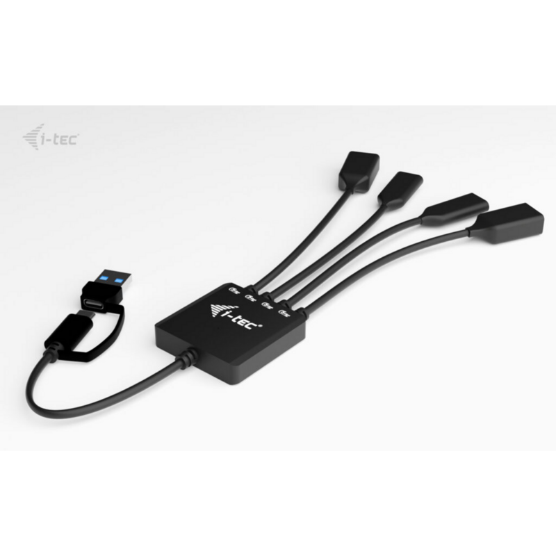 i-tec USB-C/USB-A 4 Port Kabel Hub, schwarz, 2x USB-C, 2x USB-A