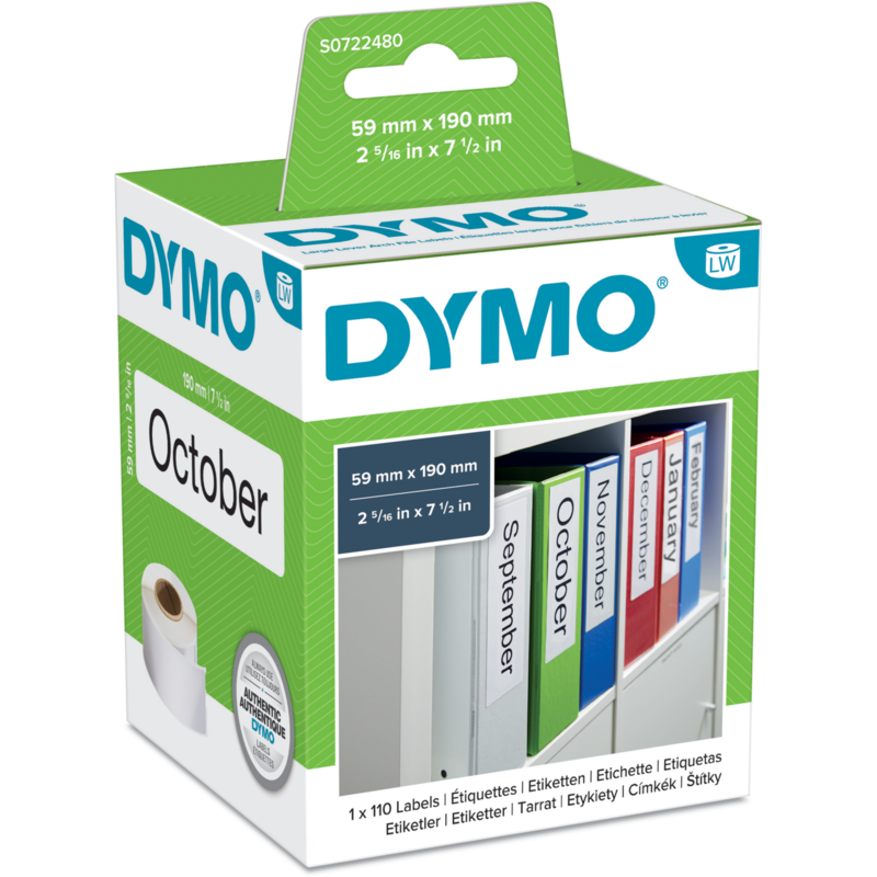 Dymo LabelWriter ORIGINAL Ordneretiketten breit 59x190mm, 1 Rolle mit 110