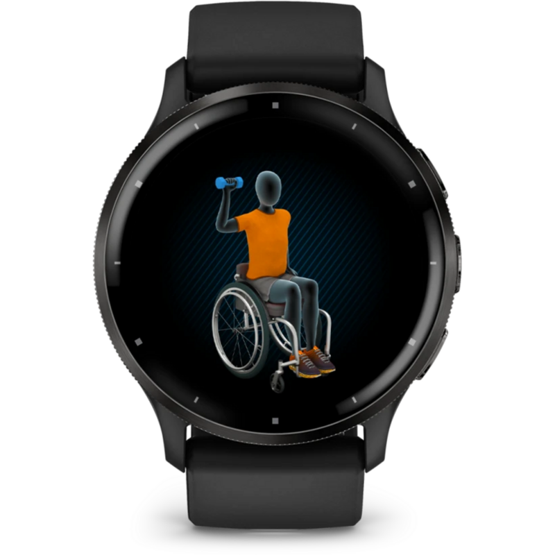 Garmin Venu 3 Smartwatch, schwarz/dunkelgrau, 45 mm, schwarzes Silikon-Armband