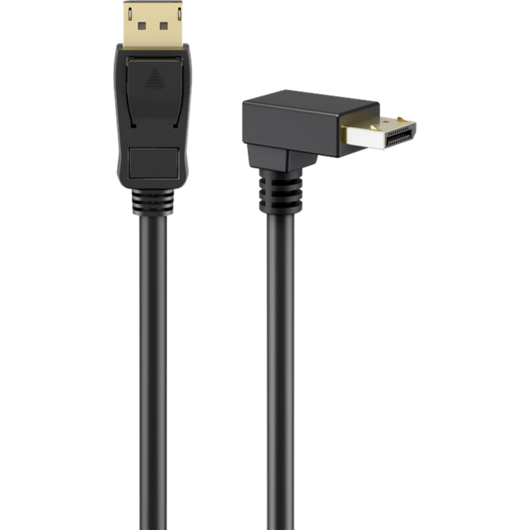 goobay Kabel DisplayPort Stecker 90° > DisplayPort Stecker, 8K / 144Hz, schwarz