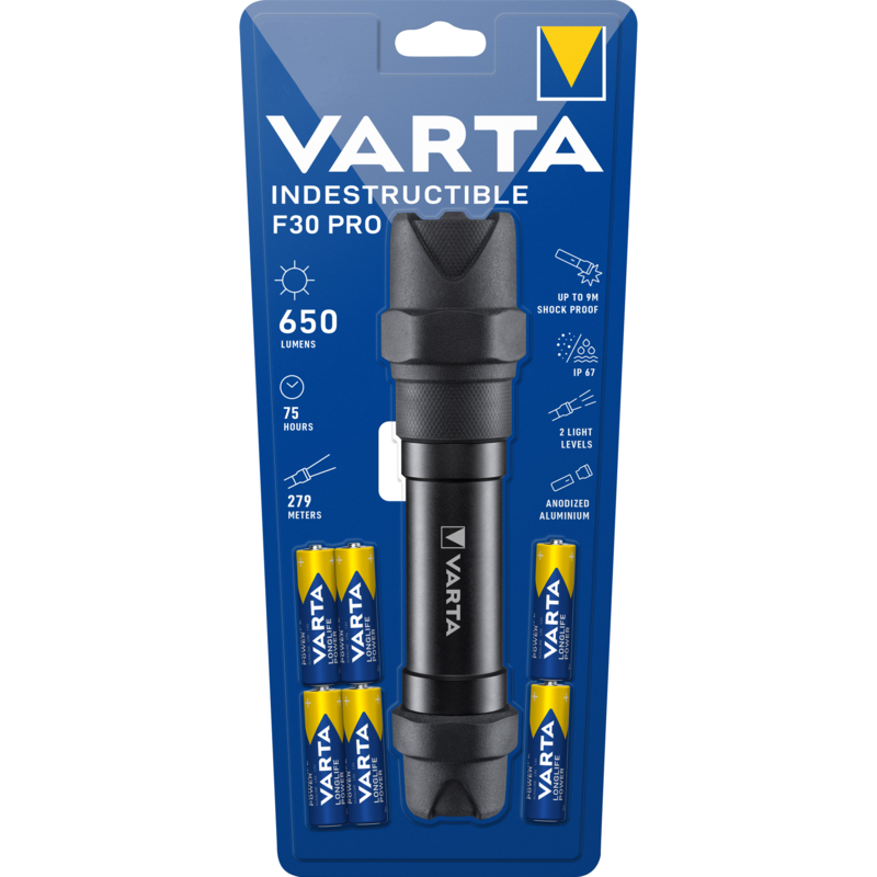 VARTA Indestructible F30 Pro Taschenlampe, schwarz