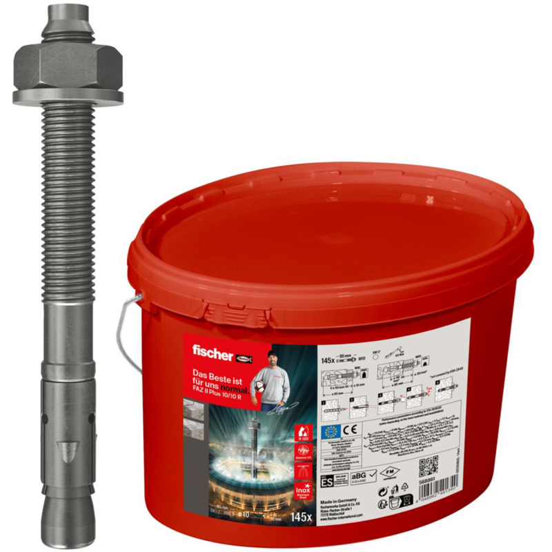 fischer Bolzenanker FAZ II Plus 10/10 R im Eimer Dübel, edelstahl, 145 Stück
