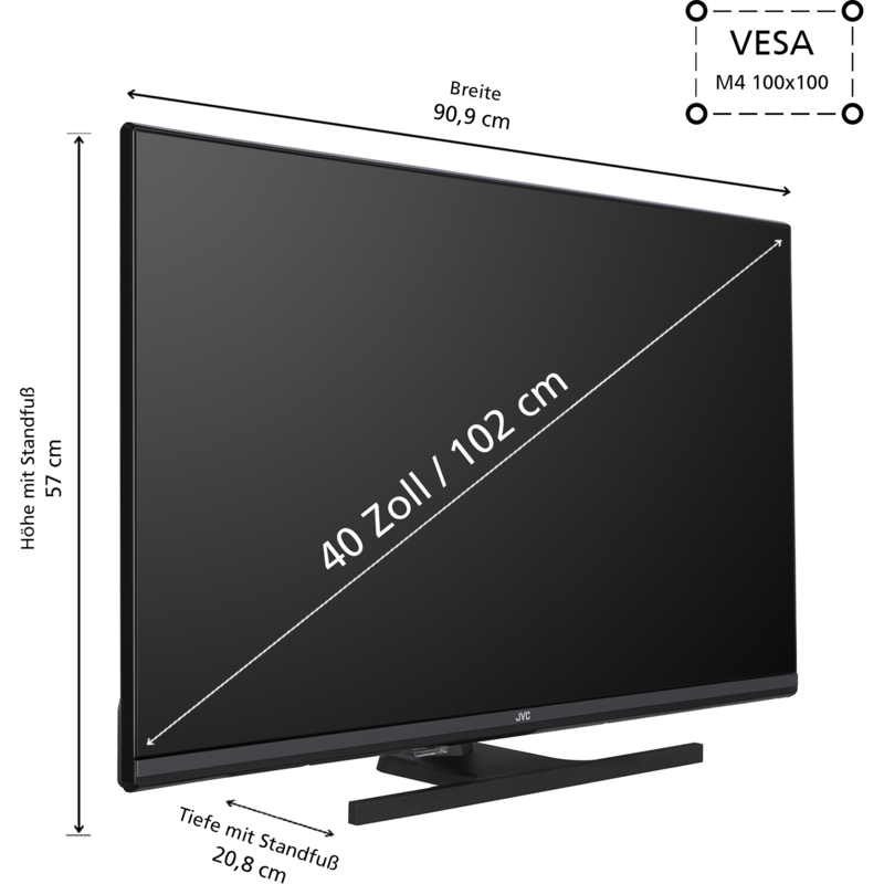 JVC LT-40VQF545A QLED-Fernseher, schwarz, FullHD, Triple Tuner, Smart TV