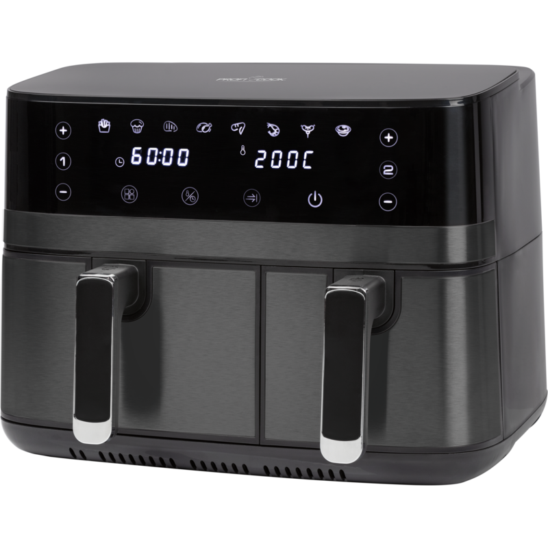 ProfiCook Doppel-Heißluftfritteuse PC-FR 1295 H, edelstahl (dunkel)/schwarz