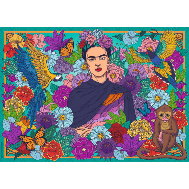 Ravensburger Puzzle - Frida Kahlo's Paradies: Papageien, Affen, 1000 Teile
