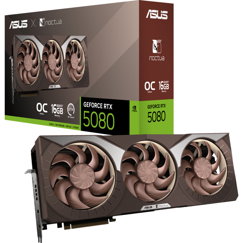 ASUS GeForce RTX 5080 Noctua OC Edition Grafikkarte, DLSS 4, 3x DisplayPort, 2x