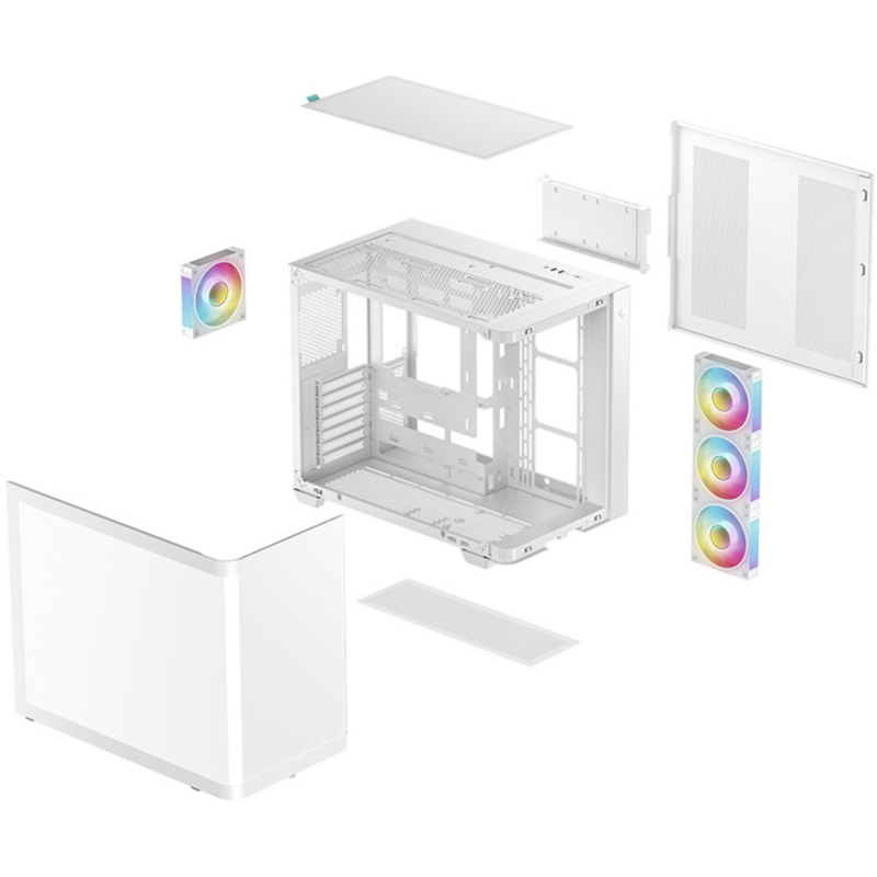 DeepCool CG530U 4F WH Tower-Gehäuse, weiß, Gebogene Glasvitrine