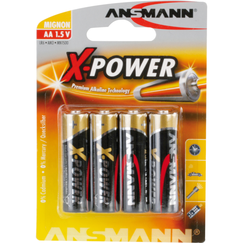 Ansmann X-Power Alkaline Batterie Mignon AA / LR6, 4 Stück