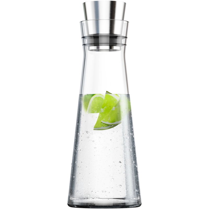 Emsa FLOW Slim Karaffe aus Glas Kanne, transparent/edelstahl