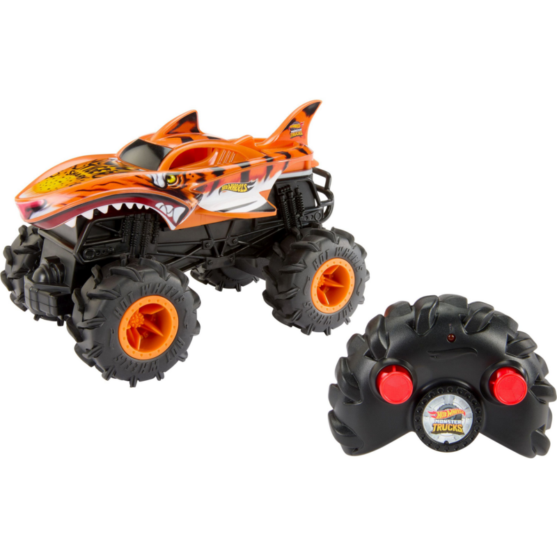 Mattel Hot Wheels Monster Trucks ferngesteuerter Tigerhai im Maßstab 1:24 RC