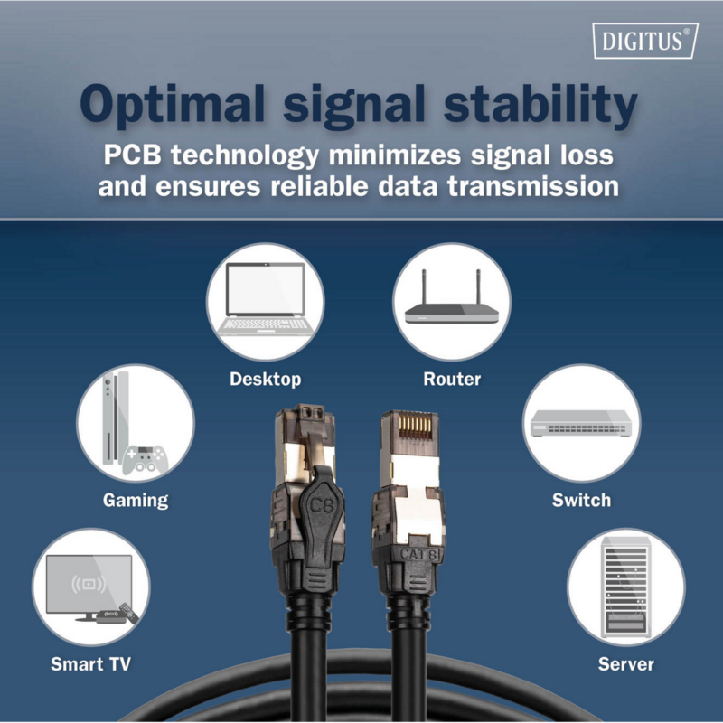 Digitus Patchkabel Cat 8.1 S-FTP 5 Meter Kabel, schwarz