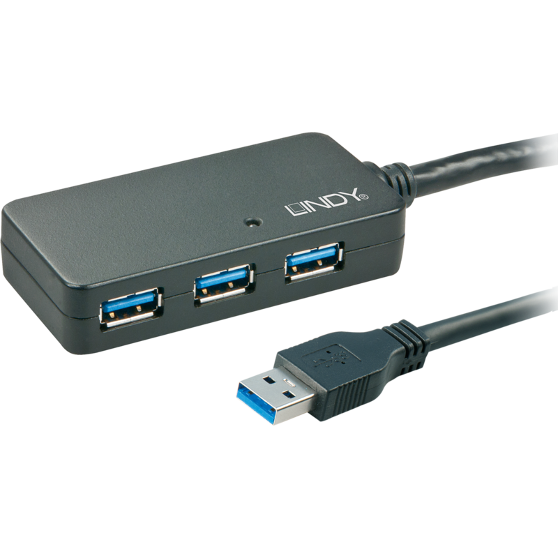 Lindy USB 3.2 Gen 1 Aktivhub Pro, USB-A Stecker > 3x USB-A Buchse USB-Hub