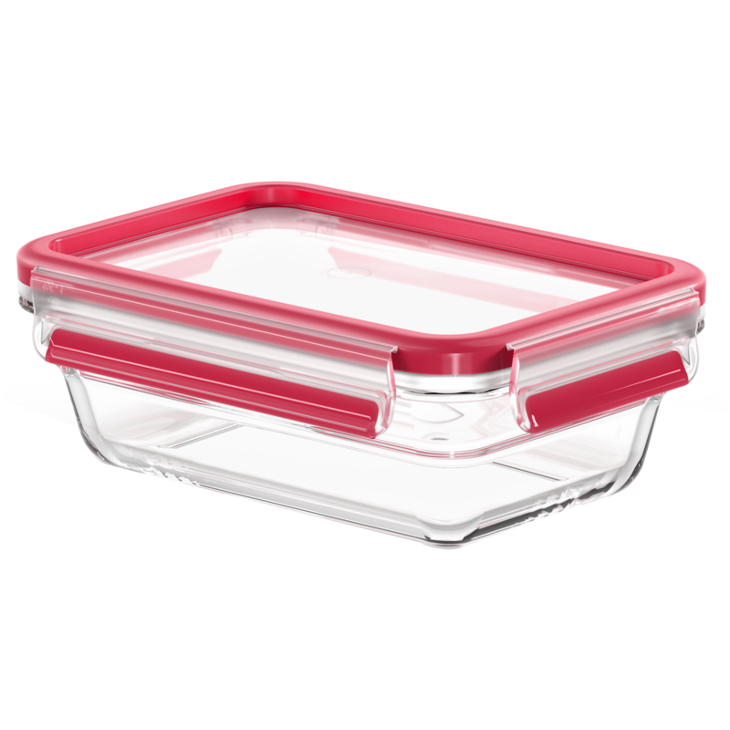Emsa CLIP & CLOSE Glas-Frischhaltedose 0,7 Liter Dose, transparent/rot
