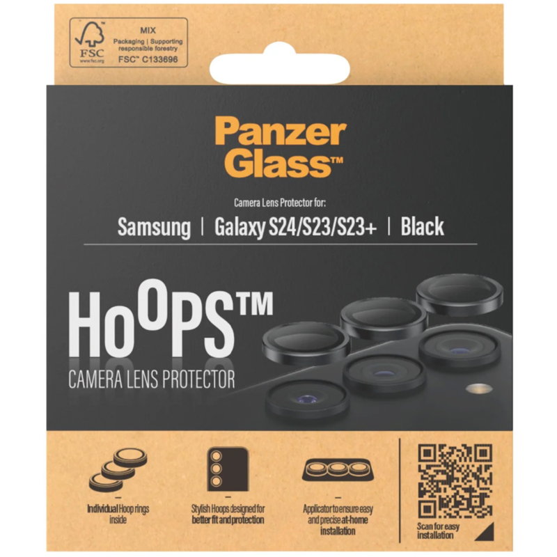 PanzerGlass Hoops Kameraschutz Schutzfolie, schwarz/transparent, Samsung Galaxy