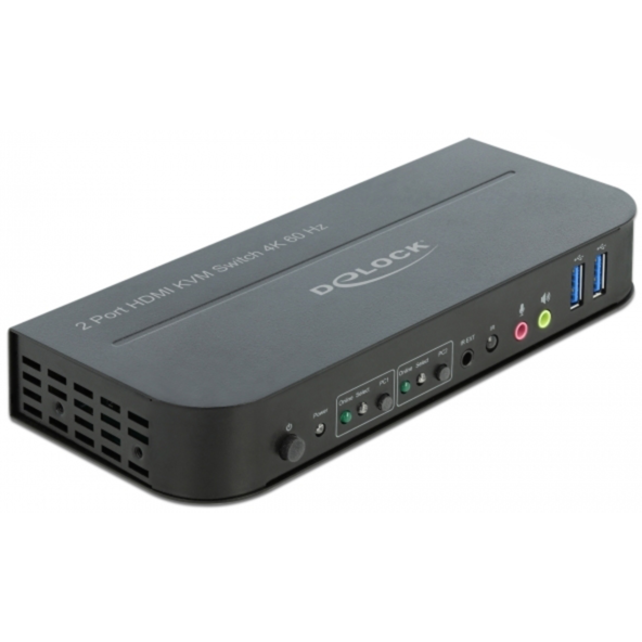DeLOCK HDMI KVM Switch 4K 60 Hz mit USB 3.0 und Audio KVM-Switch, schwarz