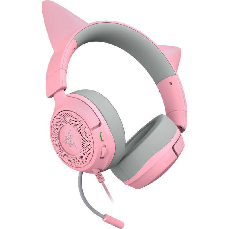 Razer Kraken Kitty V3 X Quartz Gaming-Headset, rosa/grau, 3,5-mm-Klinkenstecker