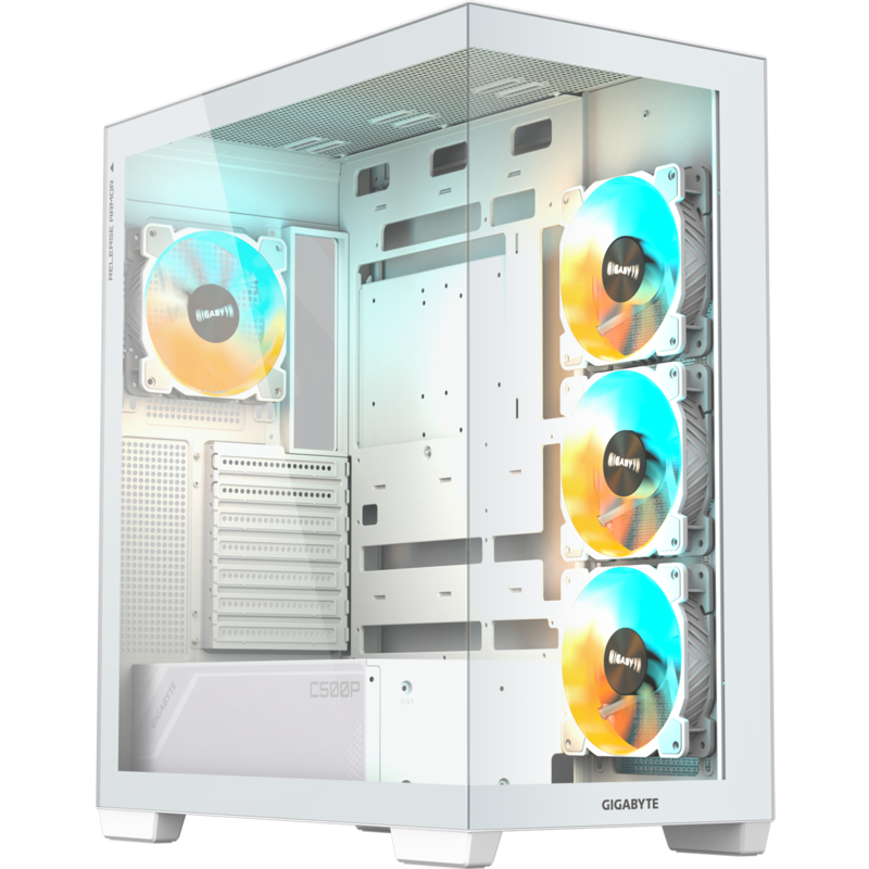 GIGABYTE C500 Panoramic Stealth Ice Tower-Gehäuse, weiß, Tempered Glass x 2