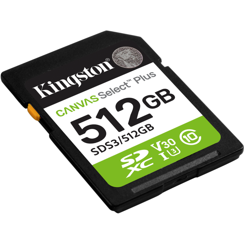 Kingston Canvas Select Plus 512 GB SDXC Speicherkarte, UHS-I U3, Class 10, V30