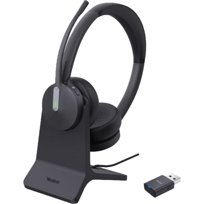 Yealink WH64 Hybrid Dual mit Ladeständer Headset, schwarz, DECT & Bluetooth
