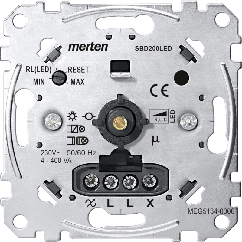 Merten Universal-Drehdimmer-Einsatz für LED-Lampen Typ MEG5134-0000, Unterputz