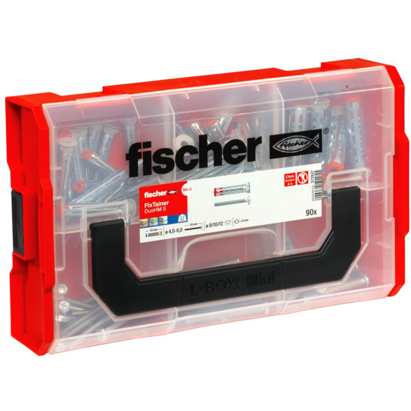 fischer FixTainer DuoHM Hohlraumdübel + Panhead-Schraube TX Dübel, 90-teilig