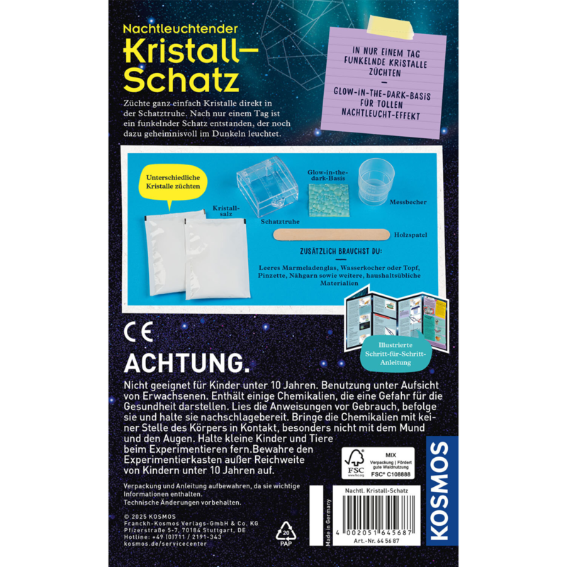 Kosmos Nachtleuchtender Kristall-Schatz Experimentierkasten