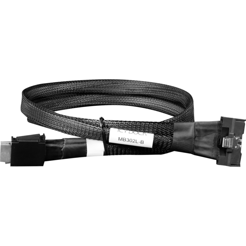 ICY BOX Kabel MCIO x8 SFF-TA-1016 > 2x OCuLink 4i SFF-8611, schwarz, 50cm