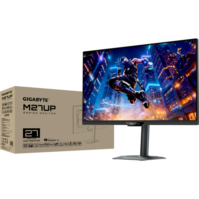 GIGABYTE M27UP Gaming-Monitor, schwarz, UltraHD/4K, SS-IPS, Dual Mode 160/320, Gebraucht