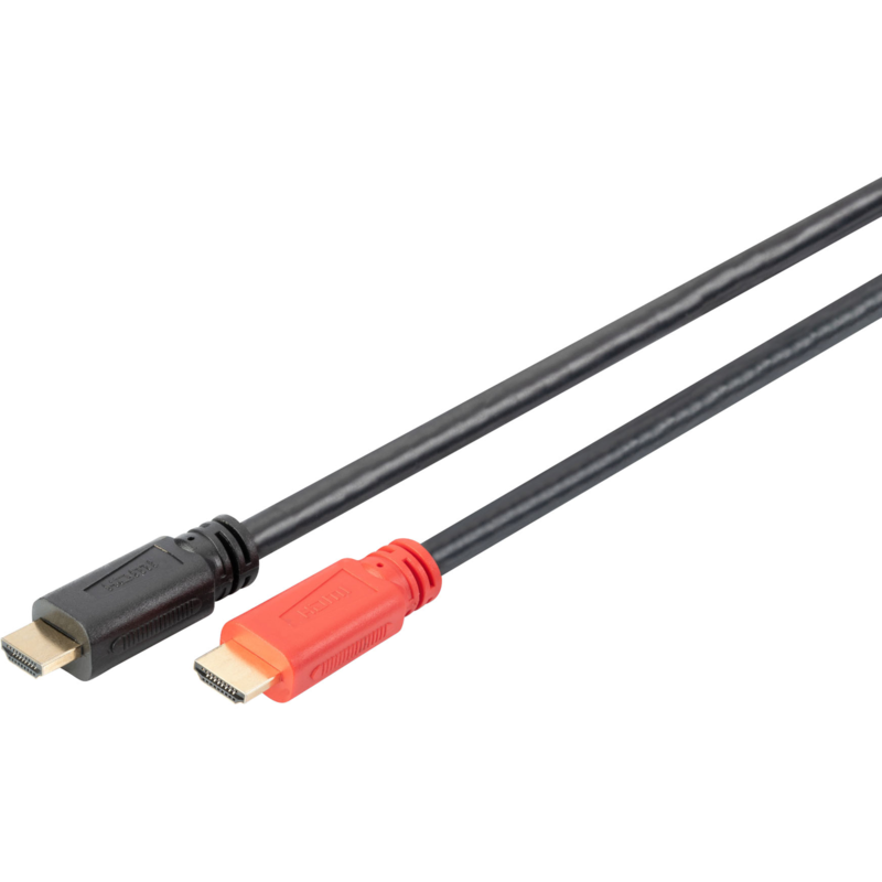 Digitus HDMI High Speed Kabel, mit Verstärker, schwarz/rot, 20 Meter