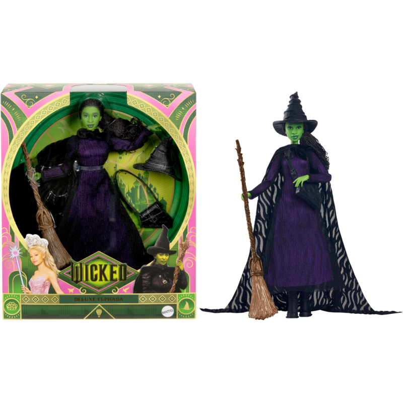 Mattel Wicked Elphaba Deluxe-Modepuppe Puppe, mit geflochtenen Haaren