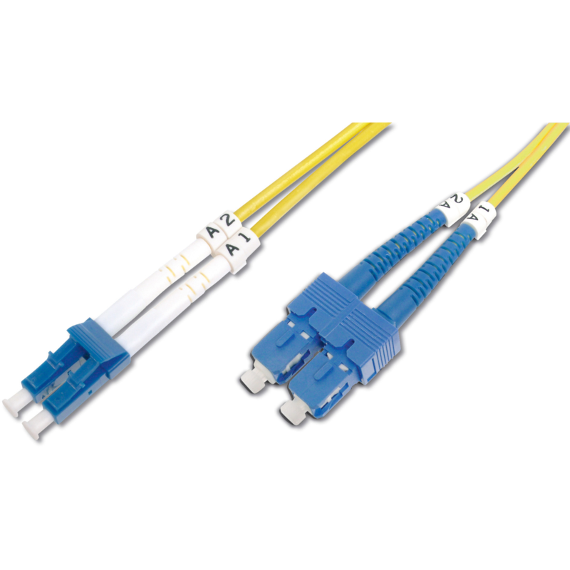 Digitus LWL Patchkabel, Duplex, LC > SC Stecker, Singlemode OS2 Kabel, gelb, 1
