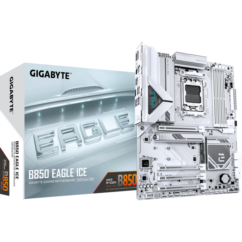 GIGABYTE B850 EAGLE ICE Mainboard, weiß/silber, Gebraucht