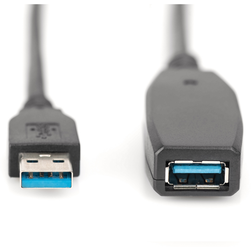 Digitus Aktives USB 3.2 Gen 1 Verlängerungskabel, 15 Meter, schwarz, Repeater