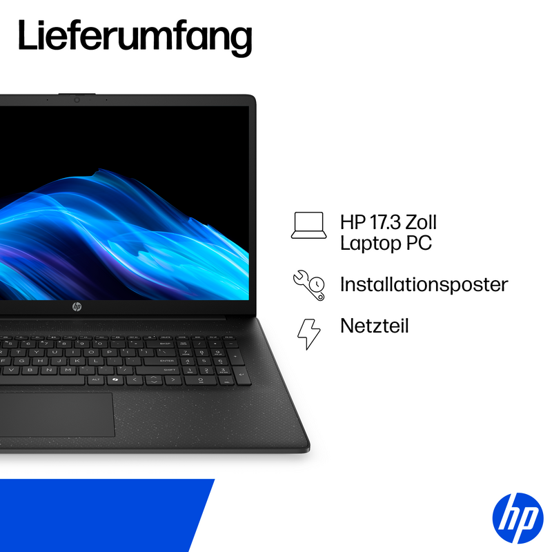 HP 17-cp2263ng Notebook, 17,3", Full HD, AMD Ryzen 5 7520U, ohne Betriebssystem, SSD