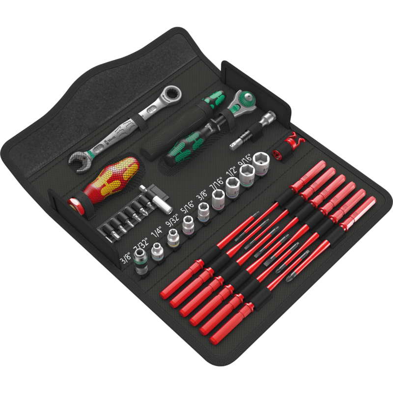 Wera Kraftform Kompakt W Imperial 1, zöllig Werkzeug-Set, schwarz, inkl. Zyklop