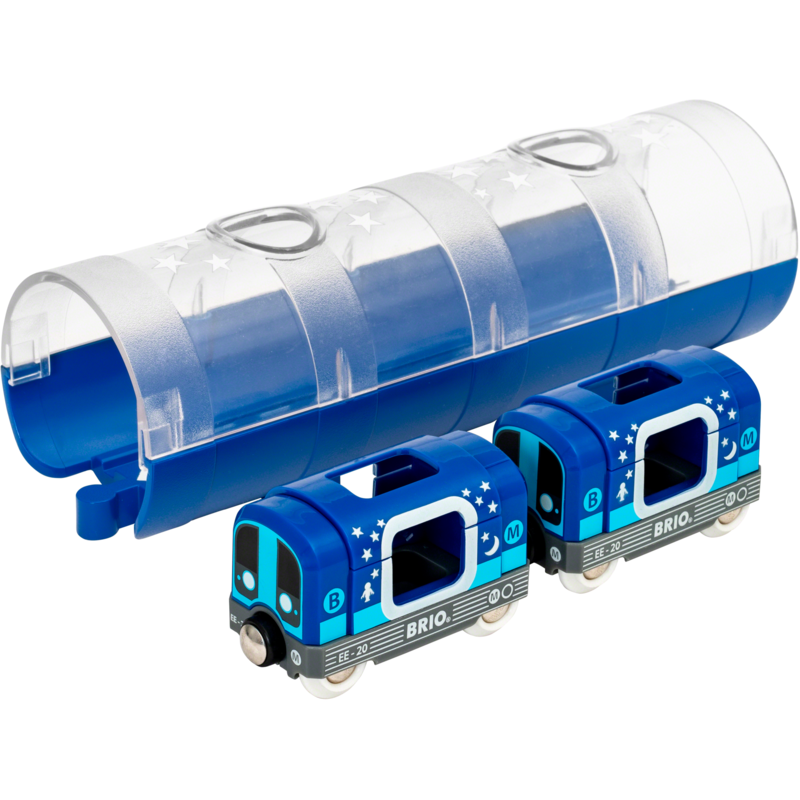BRIO World World Tunnel Box U-Bahn Glow in the Dark Spielfahrzeug, blau