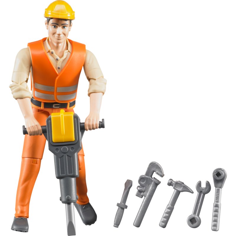 bruder Bauarbeiter mit Zubehör Spielfigur