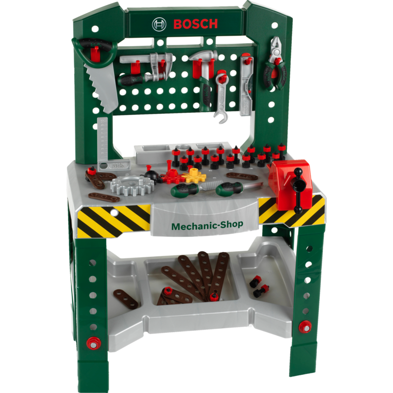 Theo Klein Bosch Werkbank mit 77-teiligem Zubehörset Kinderwerkzeug, grün/grau