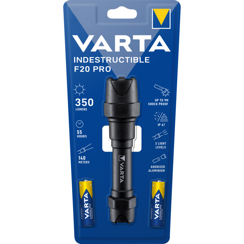 VARTA Indestructible F20 Pro Taschenlampe, schwarz